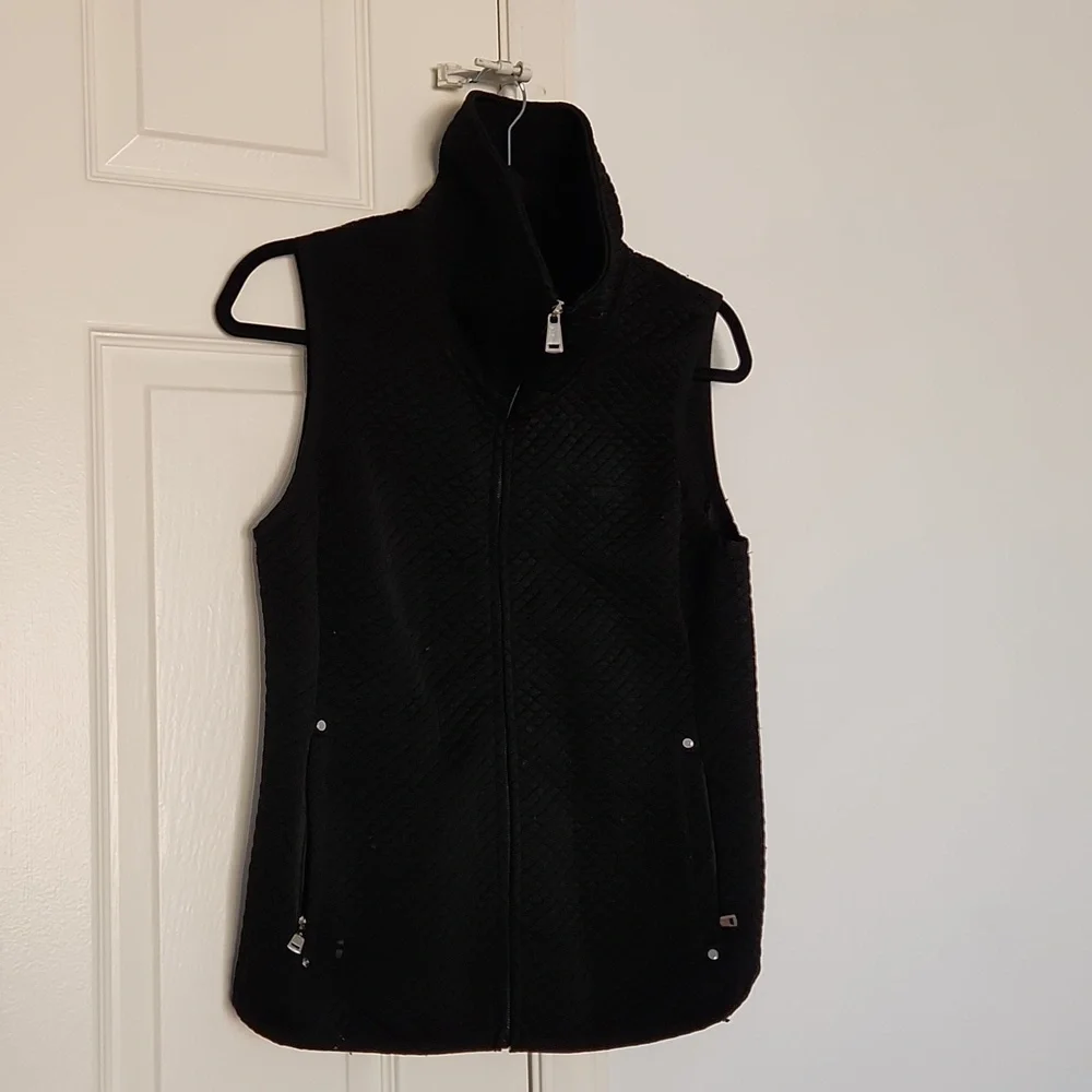 Lauren Ralph Lauren Black Quilted Corduroy Sleveless Vest sz Medium